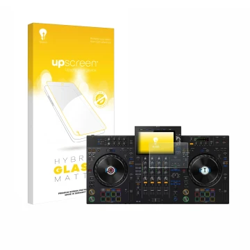 Parte frontale di una confezione del prodotto con il logo del marchio upscreen. Accanto è raffigurato il dispositivo Pioneer X