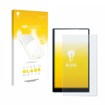 Parte frontale di una confezione del prodotto con il logo del marchio upscreen. Accanto è raffigurato il dispositivo FiiO JM21