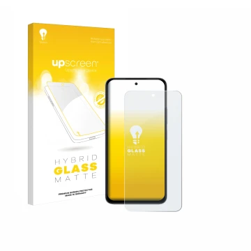 Parte frontale di una confezione del prodotto con il logo del marchio upscreen. Accanto è raffigurato il dispositivo Xiaomi Po