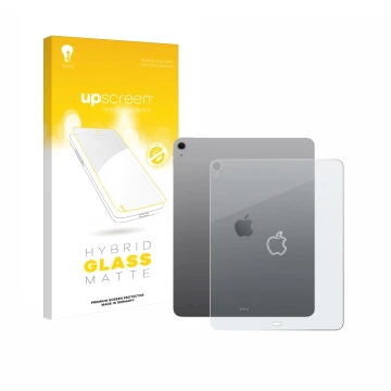 Parte frontale di una confezione del prodotto con il logo del marchio upscreen. Accanto è raffigurato il dispositivo Apple iPa