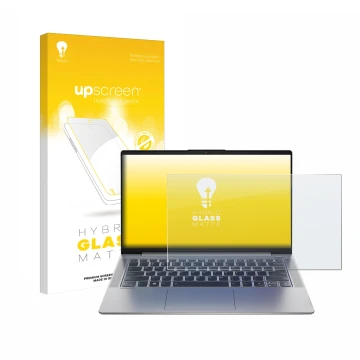 Parte frontale di una confezione del prodotto con il logo del marchio upscreen. Accanto è raffigurato il dispositivo Lenovo Id