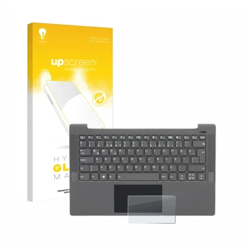 Parte frontale di una confezione del prodotto con il logo del marchio upscreen. Accanto è raffigurato il dispositivo Lenovo Id