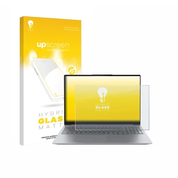 Parte frontale di una confezione del prodotto con il logo del marchio upscreen. Accanto è raffigurato il dispositivo Lenovo Th