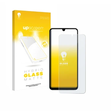 Parte frontale di una confezione del prodotto con il logo del marchio upscreen. Accanto è raffigurato il dispositivo Xiaomi Po