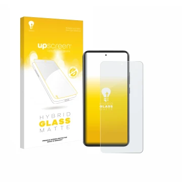 Parte frontale di una confezione del prodotto con il logo del marchio upscreen. Accanto è raffigurato il dispositivo Oppo Reno