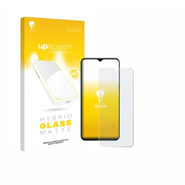 Parte frontale di una confezione del prodotto con il logo del marchio upscreen. Accanto è raffigurato il dispositivo ZTE Nubia