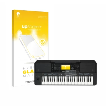 Parte frontale di una confezione del prodotto con il logo del marchio upscreen. Accanto è raffigurato il dispositivo Yamaha PS