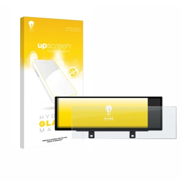 Parte frontale di una confezione del prodotto con il logo del marchio upscreen. Accanto è raffigurato il dispositivo Xtrons QL