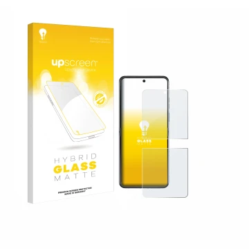 Parte frontale di una confezione del prodotto con il logo del marchio upscreen. Accanto è raffigurato il dispositivo Motorola 