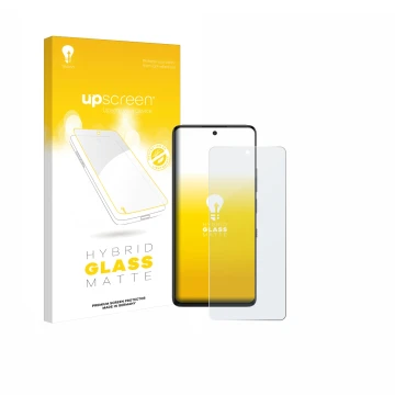 Parte frontale di una confezione del prodotto con il logo del marchio upscreen. Accanto è raffigurato il dispositivo TCL 60 Nx