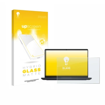 Parte frontale di una confezione del prodotto con il logo del marchio upscreen. Accanto è raffigurato il dispositivo Dell Pro 