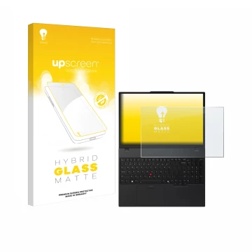 Parte frontale di una confezione del prodotto con il logo del marchio upscreen. Accanto è raffigurato il dispositivo Lenovo Th