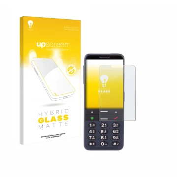 Parte frontale di una confezione del prodotto con il logo del marchio upscreen. Accanto è raffigurato il dispositivo BlindShel