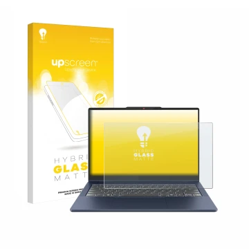 Parte frontale di una confezione del prodotto con il logo del marchio upscreen. Accanto è raffigurato il dispositivo Lenovo Id