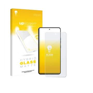 Parte frontale di una confezione del prodotto con il logo del marchio upscreen. Accanto è raffigurato il dispositivo Motorola 