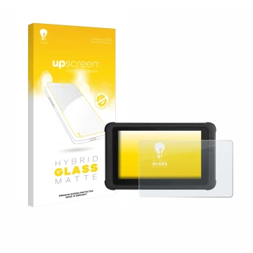 Parte frontale di una confezione del prodotto con il logo del marchio upscreen. Accanto è raffigurato il dispositivo Webfleet 