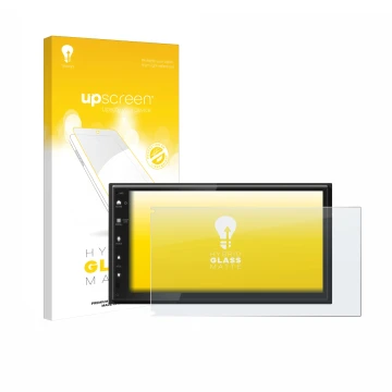Parte frontale di una confezione del prodotto con il logo del marchio upscreen. Accanto è raffigurato il dispositivo Kenwood D