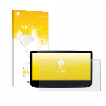 Parte frontale di una confezione del prodotto con il logo del marchio upscreen. Accanto è raffigurato il dispositivo Skoda Oct