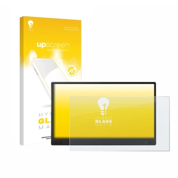 Parte frontale di una confezione del prodotto con il logo del marchio upscreen. Accanto è raffigurato il dispositivo ASUS ZenS