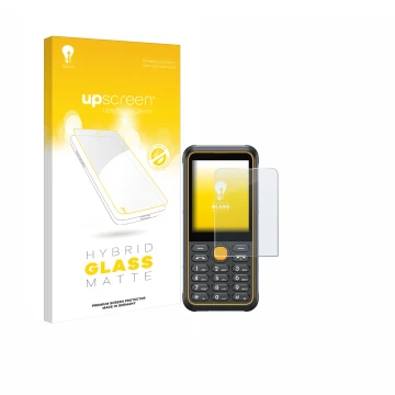 Parte frontale di una confezione del prodotto con il logo del marchio upscreen. Accanto è raffigurato il dispositivo Ulefone A