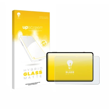 Parte frontale di una confezione del prodotto con il logo del marchio upscreen. Accanto è raffigurato il dispositivo Redmagic 