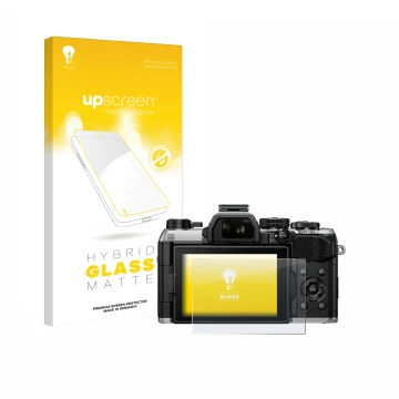 Parte frontale di una confezione del prodotto con il logo del marchio upscreen. Accanto è raffigurato il dispositivo Olympus O