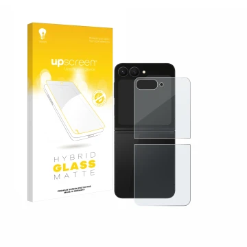 Parte frontale di una confezione del prodotto con il logo del marchio upscreen. Accanto è raffigurato il dispositivo Samsung G