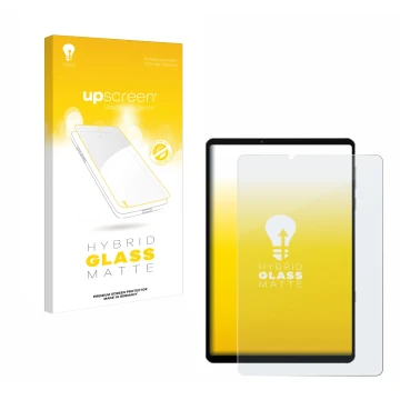 Parte frontale di una confezione del prodotto con il logo del marchio upscreen. Accanto è raffigurato il dispositivo Lenovo Le