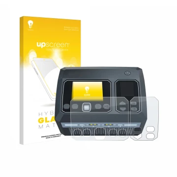 Parte frontale di una confezione del prodotto con il logo del marchio upscreen. Accanto è raffigurato il dispositivo SkyRc D75