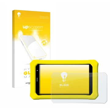 Parte frontale di una confezione del prodotto con il logo del marchio upscreen. Accanto è raffigurato il dispositivo Clementon