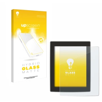 Parte frontale di una confezione del prodotto con il logo del marchio upscreen. Accanto è raffigurato il dispositivo Volvo XC9