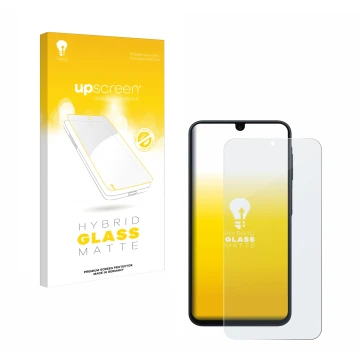 Parte frontale di una confezione del prodotto con il logo del marchio upscreen. Accanto è raffigurato il dispositivo Samsung G