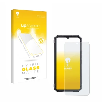 Parte frontale di una confezione del prodotto con il logo del marchio upscreen. Accanto è raffigurato il dispositivo Cubot Kin