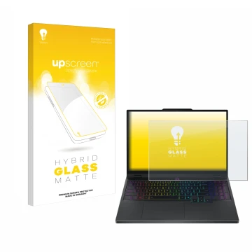 Parte frontale di una confezione del prodotto con il logo del marchio upscreen. Accanto è raffigurato il dispositivo Lenovo Le