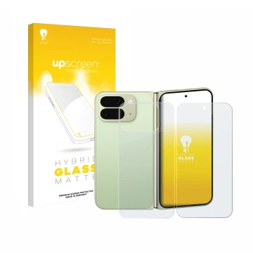 Parte frontale di una confezione del prodotto con il logo del marchio upscreen. Accanto è raffigurato il dispositivo Google Pi