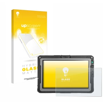 Parte frontale di una confezione del prodotto con il logo del marchio upscreen. Accanto è raffigurato il dispositivo Getac ZX1