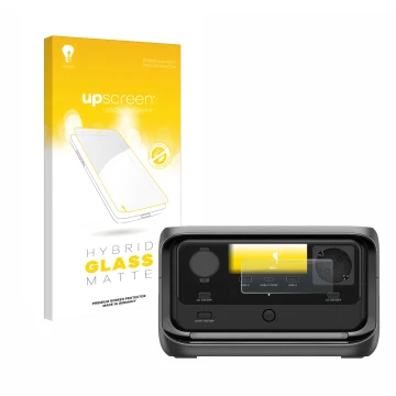 Parte frontale di una confezione del prodotto con il logo del marchio upscreen. Accanto è raffigurato il dispositivo EcoFlow R