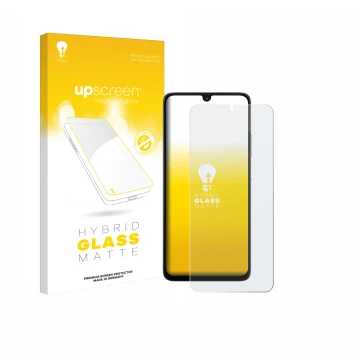 Parte frontale di una confezione del prodotto con il logo del marchio upscreen. Accanto è raffigurato il dispositivo Motorola 