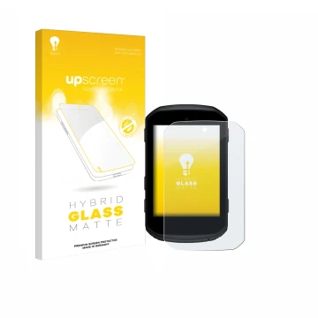 Parte frontale di una confezione del prodotto con il logo del marchio upscreen. Accanto è raffigurato il dispositivo Garmin Ed