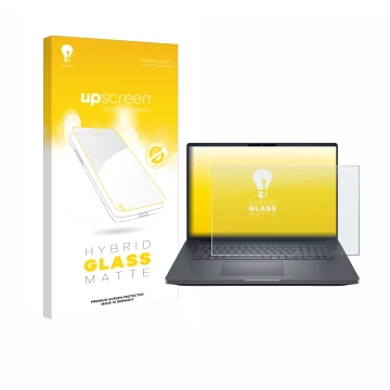 Parte frontale di una confezione del prodotto con il logo del marchio upscreen. Accanto è raffigurato il dispositivo Dell Pro 