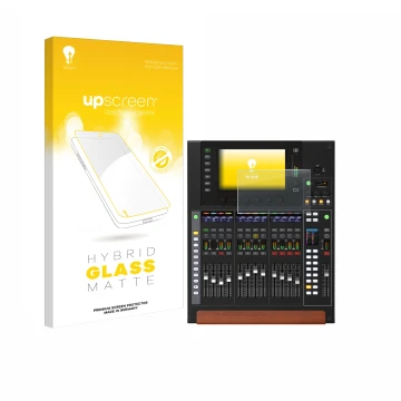 Parte frontale di una confezione del prodotto con il logo del marchio upscreen. Accanto è raffigurato il dispositivo Behringer