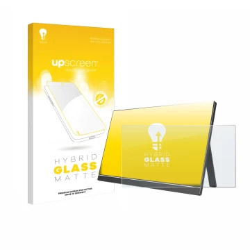 Parte frontale di una confezione del prodotto con il logo del marchio upscreen. Accanto è raffigurato il dispositivo Arzopa ‎6