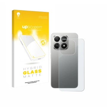 Parte frontale di una confezione del prodotto con il logo del marchio upscreen. Accanto è raffigurato il dispositivo Xiaomi 15