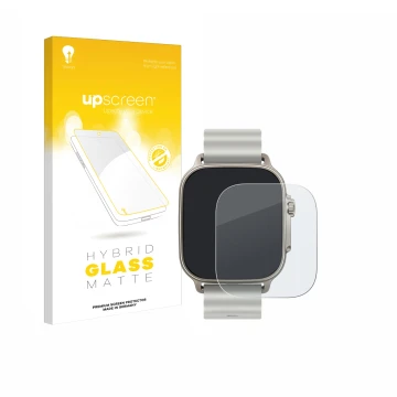 Parte frontale di una confezione del prodotto con il logo del marchio upscreen. Accanto è raffigurato il dispositivo realme Wa