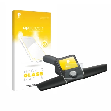 Parte frontale di una confezione del prodotto con il logo del marchio upscreen. Accanto è raffigurato il dispositivo Motocaddy