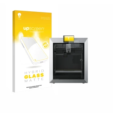 Parte frontale di una confezione del prodotto con il logo del marchio upscreen. Accanto è raffigurato il dispositivo Qidi Tech