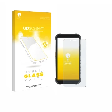 Parte frontale di una confezione del prodotto con il logo del marchio upscreen. Accanto è raffigurato il dispositivo Ulefone R