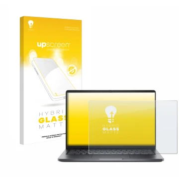 Parte frontale di una confezione del prodotto con il logo del marchio upscreen. Accanto è raffigurato il dispositivo Dell Pro 