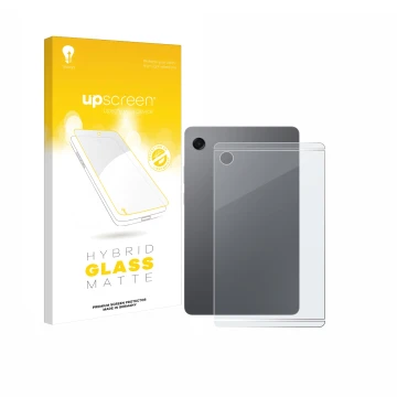 Parte frontale di una confezione del prodotto con il logo del marchio upscreen. Accanto è raffigurato il dispositivo Samsung G