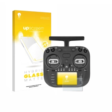 Parte frontale di una confezione del prodotto con il logo del marchio upscreen. Accanto è raffigurato il dispositivo Radiomast